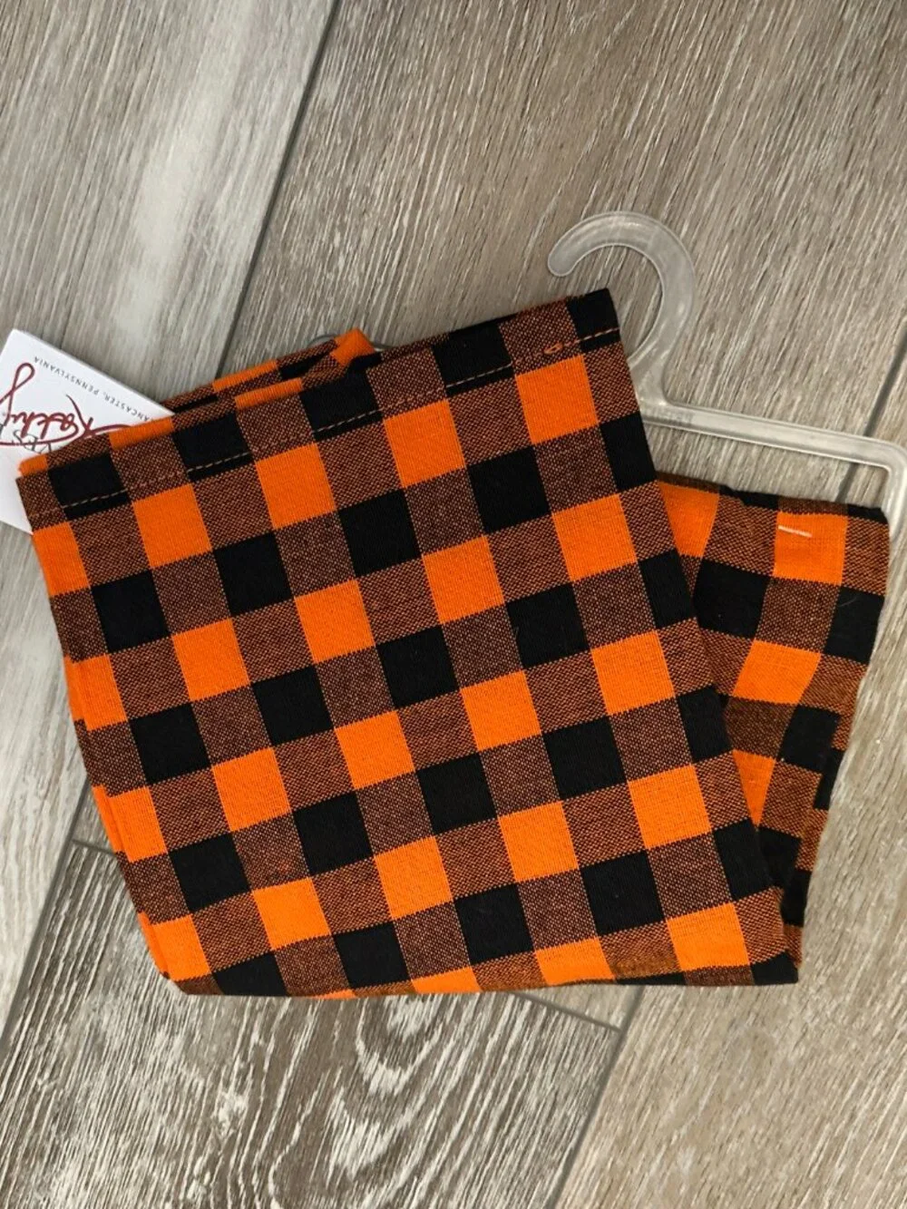 NWT Primitives by Kathy Kitchen Towel Black & Orange Plaid Halloween Fall